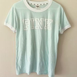 a blue and white PINK (name brand)